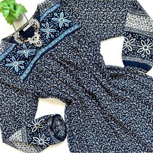 Anthropologie Kas New York Grazia Floral Embroidered Midi Peasant Dress Size XS